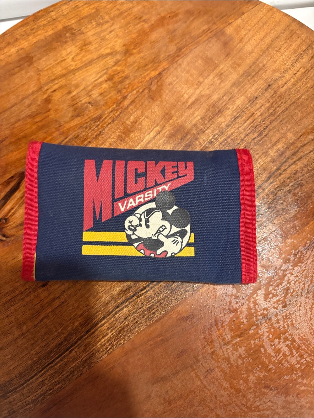 Mickey Varsity Navy Kids Wallet with Red Trim